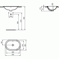Įmontuojamas praustuvas Ideal Standard Connect, Oval, į stalviršį, 55x38 cm