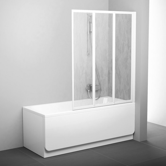 Sulankstoma vonios sienelė Ravak, VS3 130, balta+plastikas Rain
