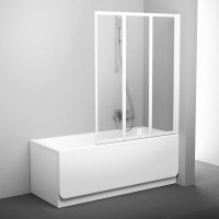 Sulankstoma vonios sienelė Ravak, VS3 130, balta + stiklas Transparent