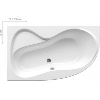 Akrilinė asimetriška vonia Ravak Rosa 95, 160x95 L