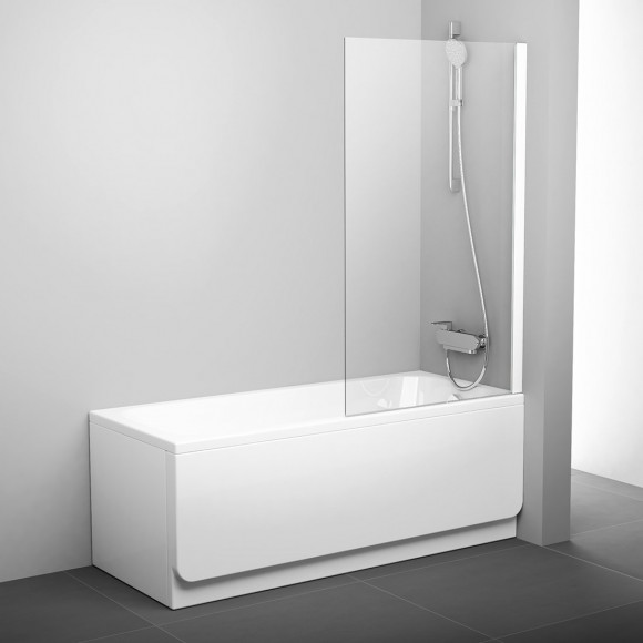 Stacionari vonios sienelė Ravak Pivot, PVS1 80 balta+stiklas Transparent