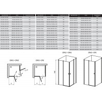 Stačiakampės dušo kabinos sienelė Ravak Chrome, CRV1-90, balta+stiklas Transparent