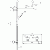 Stacionari dušo sistema Ideal Standard Ceratherm T25, su Ø200 galva ir rankiniu dušu, chrom