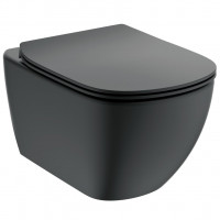 WC pakabinamas Ideal Standard Tesi, Aquablade, su paslėptais tvirtinimais, Silk Black juoda matinė