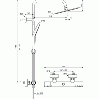 Stacionari dušo sistema Ideal Standard Ceratherm T50, su Ø250 galva ir rankiniu dušu, chrom