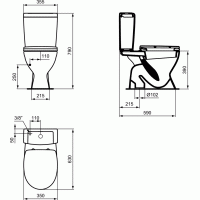 Pastatomas WC Ideal Standard, Eurovit su bakeliu ir soft close dangčiu, vertikalus pajungimas