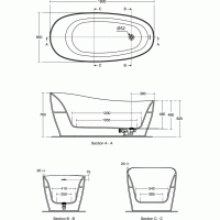 Akrilo vonia Ideal Standard Around, 180x85 laisvai pastatoma, juoda/balta blizgi