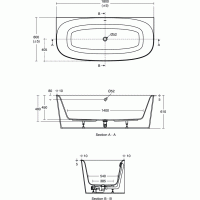 Akrilo vonia Ideal Standard Dea, 180x80, statoma prie sienos, balta blizgi, su vonios pripildymo funkcija