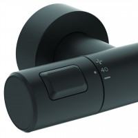 Stacionari dušo sistema Ideal Standard Ceratherm T25, su Ø200 galva ir rankiniu dušu, Silk Black matinė juoda