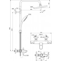 Stacionari vonios-dušo sistema Ideal Standard Ceratherm T25, su Ø200 galva ir rankiniu dušu, chrom