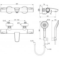 Termostatinis vonios maišytuvas Ideal Standard, Ceratherm T50 su dušo komplektu