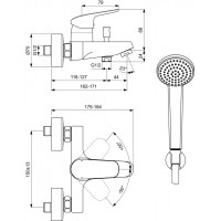 Vonios maišytuvas Ideal Standard, Ceraflex su dušo komplektu
