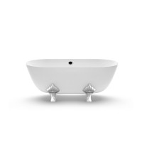 Akmens masės vonia Aura Damona 3 balta, 162x74 cm, su persipylimu