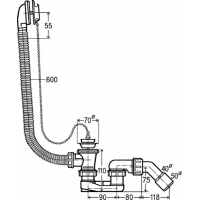 Vonios sifonas Viega, 540 mm, su grandinėle