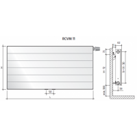 Radiatorius PURMO Ramo RCVM 11, 900-500, pajungimas apačioje per vidurį