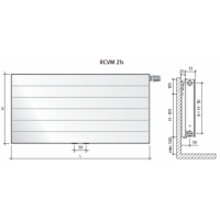 Radiatorius PURMO Ramo RCVM 21s, 500-800, pajungimas apačioje per vidurį