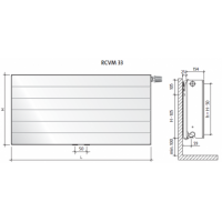 Radiatorius PURMO Ramo RCVM 33, 600-1600, pajungimas apačioje per vidurį
