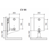 Radiatorius PURMO CV 44 200-, 1100, pajungimas apačioje (be laikiklių)