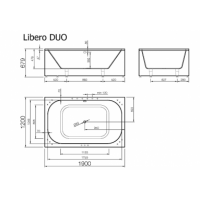 Akmens masės vonia Vispool Libero Duo, 190x120 balta