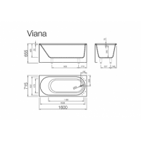 Akmens masės vonia Vispool Viana, 160x70 balta
