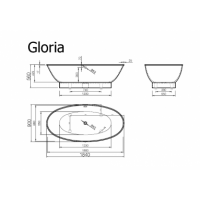 Akmens masės vonia Vispool Gloria, 184x90 balta
