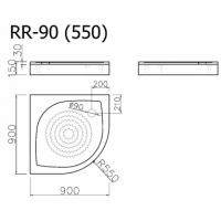 Akmens masės dušo padėklas Vispool, RR-90 (R550)