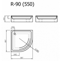 Akmens masės dušo padėklas Vispool, R-90 (R550)