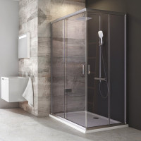 Stačiakampės dušo kabinos sienelė Ravak Blix, BLRV2K-100, satinas+stiklas Transparent