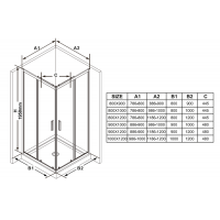 Stačiakampės dušo kabinos sienelė Ravak Blix Slim, BLSRV2K-80, juoda+stiklas Transparent