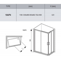 Dušo kabina Ravak 10°, 10AP4-120x90, blizgi+Transparent (dvi sienelės)